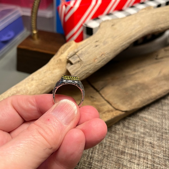 2007-Men’s Engraved Flying Eagle Silver Metal Color Black Inlayed Setting - Picture 14 of 14